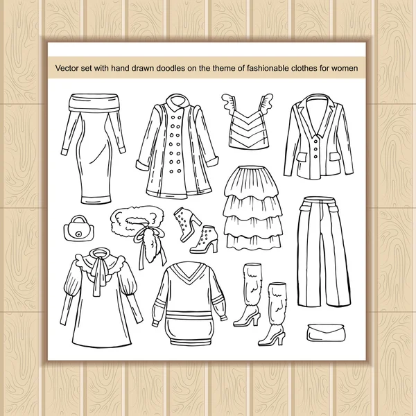 2-Vector set with hand drawn isolated doodles  on the theme of fashion — Stock Vector