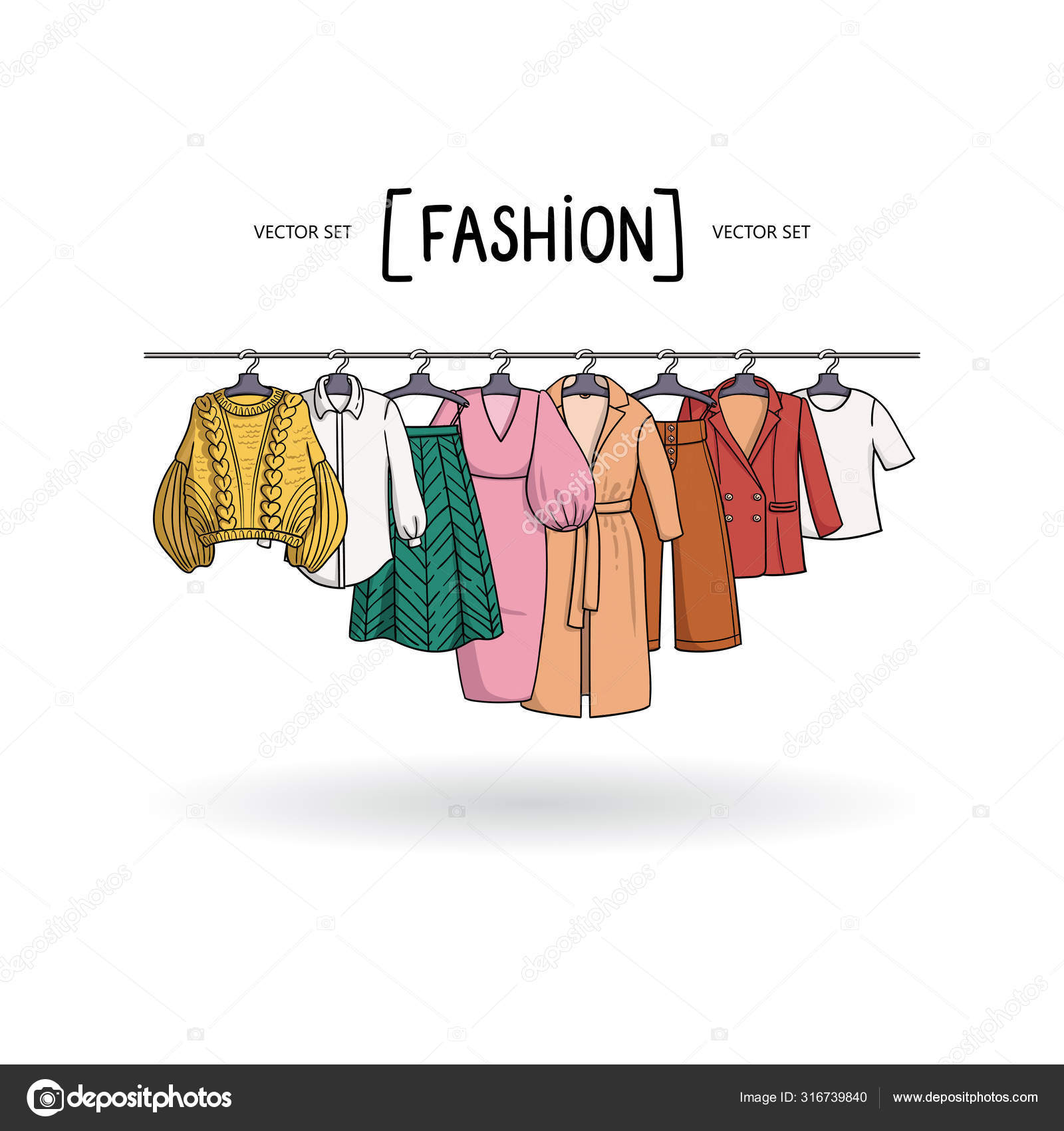 Vector Illustration Fashionable Clothes Women Hangers White Background  Background Theme Stock Vector by ©Ladychelyabinsk 316739840