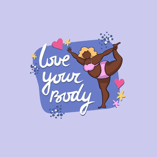 Vector Colorful Illustraion Theme Body Positive Female Cartoon Characters Woman — ストックベクタ
