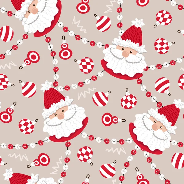 Vector Seamless Pattern Santa Claus Background Theme Happy New Year — Stock Vector