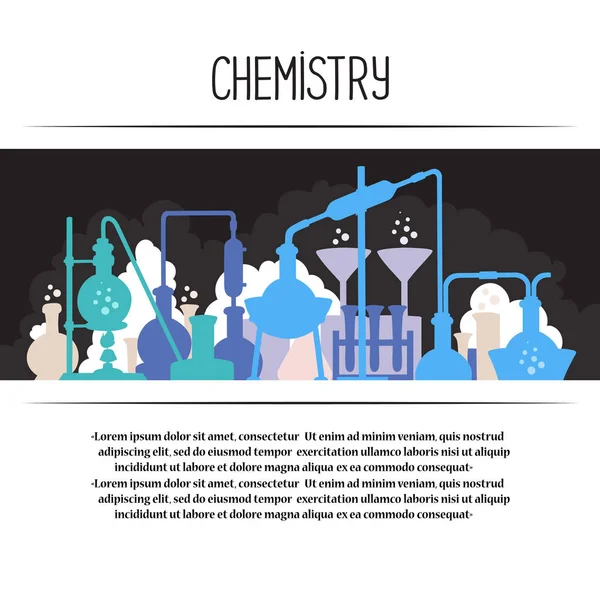 Vector Coloful Cover Het Thema Chemie Chemisch Laboratorium Wetenschap Silhouetten — Stockvector