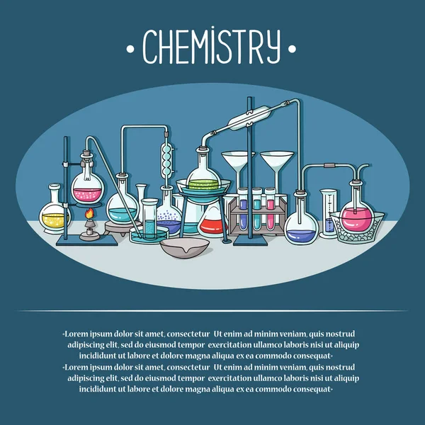 Vector Kleurrijke Illustratie Het Thema Van Chemie Chemisch Laboratorium Wetenschap — Stockvector