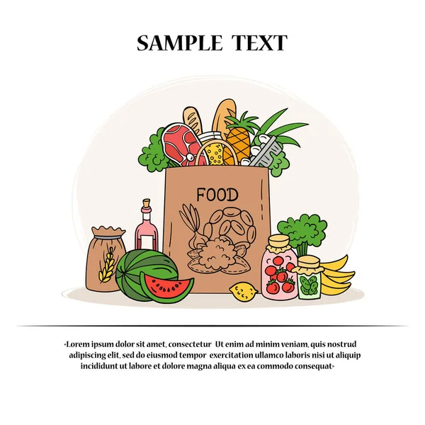 Scheda Informativa Colorata Vettoriale Sul Tema Della Consegna Del Cibo — Vettoriale Stock