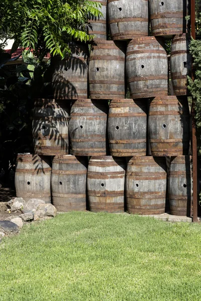 Şarap fıçıları yığılmış