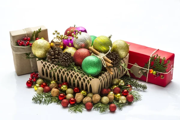 Jul bakgrund med dekoration Detaljer. — Stockfoto
