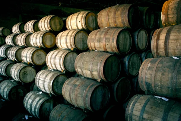 Wine barrels stacked — Stock Photo, Image