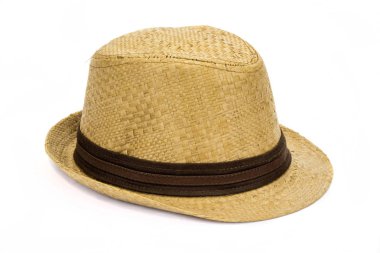 beyaz zemin üzerinde kahverengi şapka