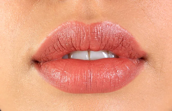 Rote Lippen Frau — Stockfoto