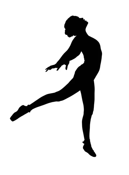 Balett dansare silhouette, med motljus. Akrobatiska gymnastiska. — Stockfoto