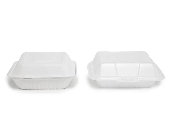 Einwegverpackungen Aus Pappe Und Polyurethan Mit Schatten Auf Weißem Hintergrund — Stockfoto
