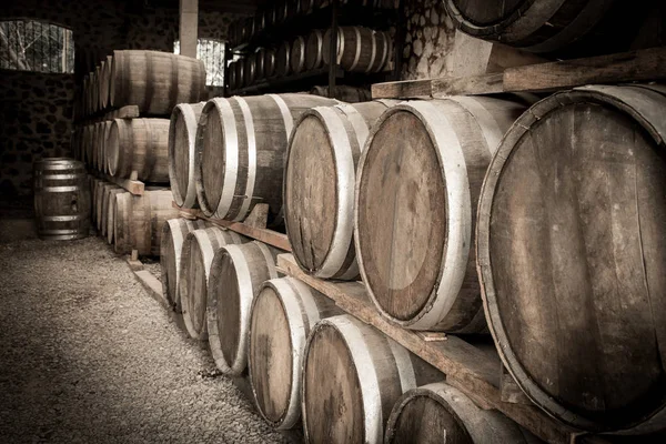 Wine barrels stacked — Stock Photo, Image