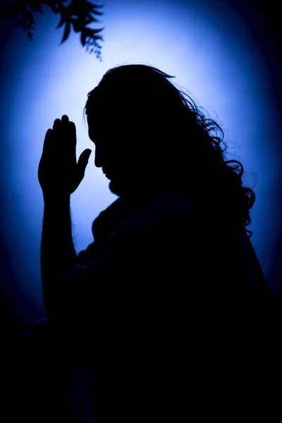 Jezus Christus bidden in de nacht — Stockfoto