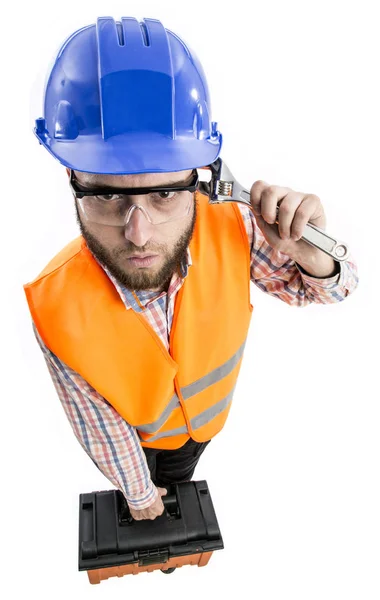 Homem trabalhador com cabeça grande — Fotografia de Stock