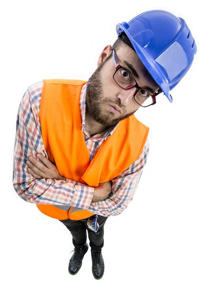 Homem trabalhador com cabeça grande — Fotografia de Stock