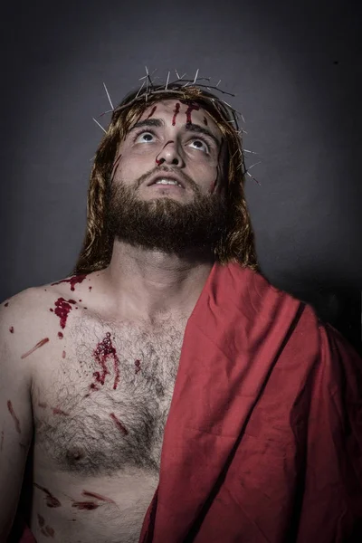 Ісус христос з короною з шипів — стокове фото
