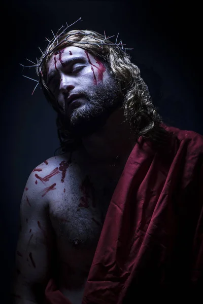 耶稣基督，头戴荆棘冠冕 — 图库照片