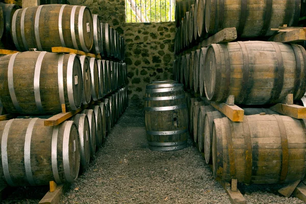 Wine barrels stacked — Stock Photo, Image