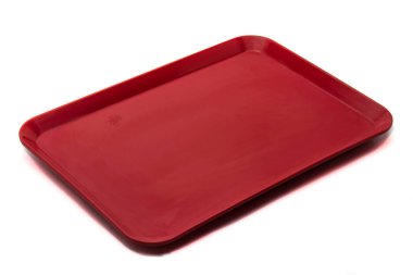 Boş kırmızı plastik gıda kabı