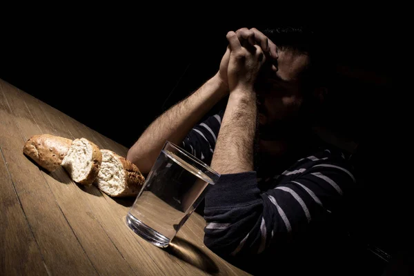 Fasting Bread Water Strengthen Spirit — Stock Photo, Image