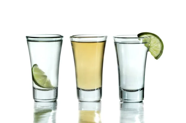 Tequila shot with salt and lemon — Stock Photo, Image