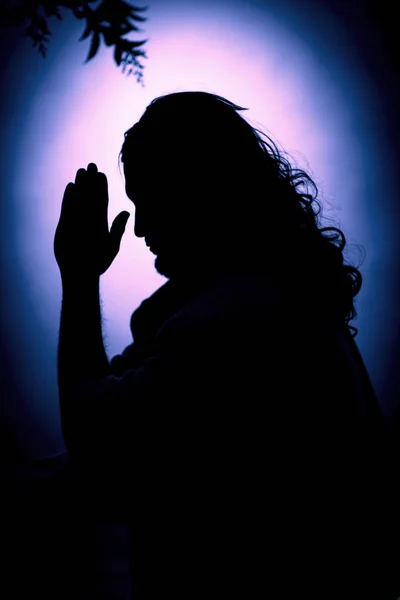 Gesù Cristo Che Prega Notte Sul Monte Degli Ulivi — Foto Stock
