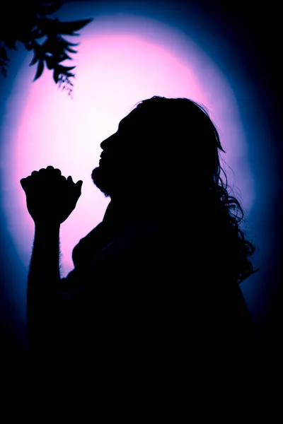 Иисус Христос Ночью Молится Елеонской Горе — стоковое фото
