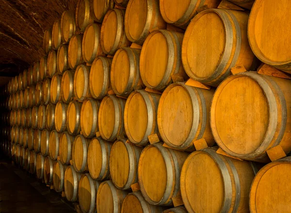 Wine Barrels Stacked Old Cellar Winery — Stock Photo, Image