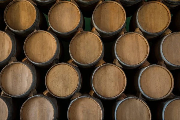 Wine Barrels Stacked Old Cellar Winery — Stock Photo, Image