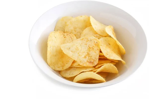 Patatas fritas en un tazón blanco de China —  Fotos de Stock