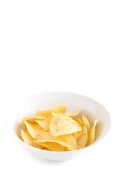 Patatas fritas en un tazón blanco de China — Foto de Stock