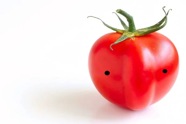 Świeży Soczysty Czerwony Pomidor Twarzą Białym Tle — Zdjęcie stockowe