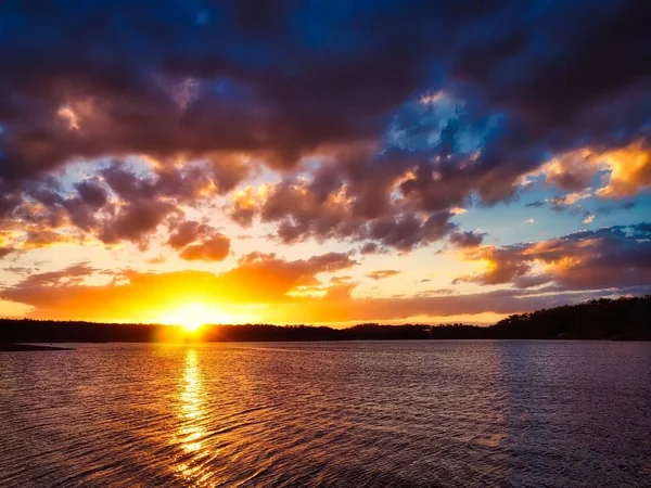 Vacker Solnedgång Vid Sjön Boondooma Queensland Australien — Stockfoto