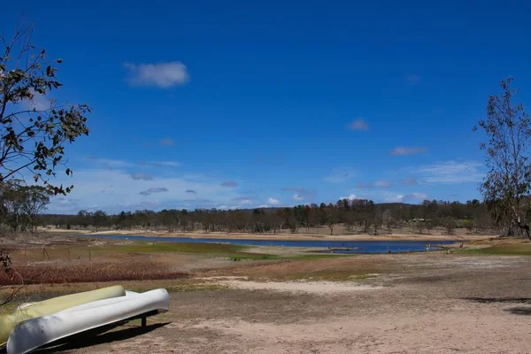 Tempestade King Dam Secando Durante Uma Seca 2019 Queensland Austrália — Fotografia de Stock