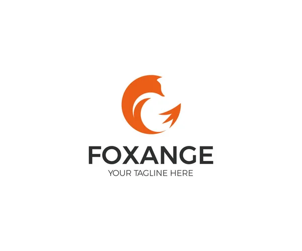 Orange Round Fox Logo Template. Circle Abstract Fox Vector Design