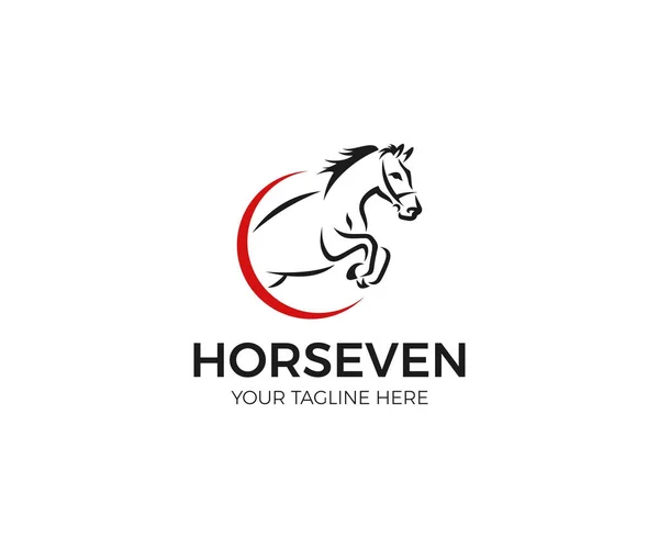 Jumping Horse Logo Template. Linha Animal Vector Design —  Vetores de Stock