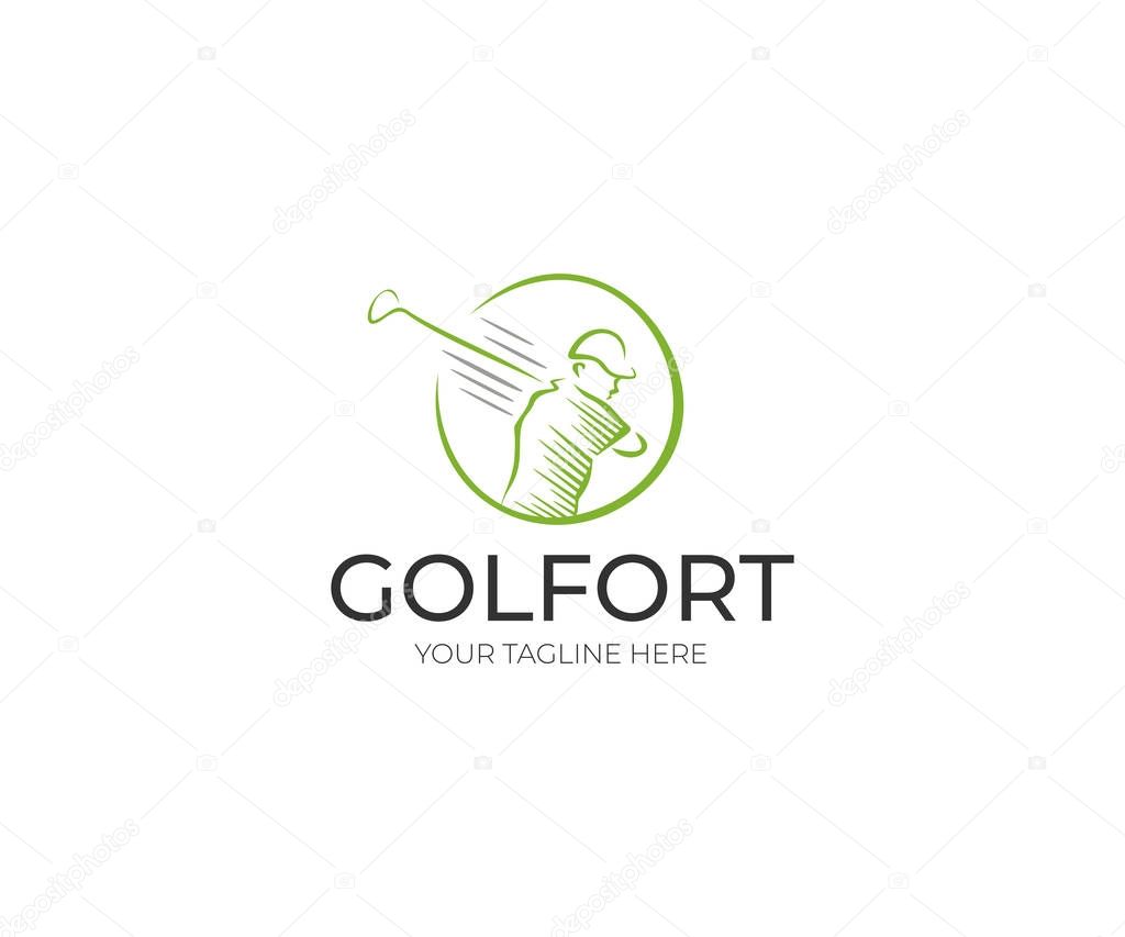 Golfer Logo Template. Golf Club Vector Design