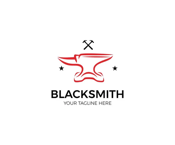 Anvil Logo Template. Blacksmith Vector Design — Stock Vector