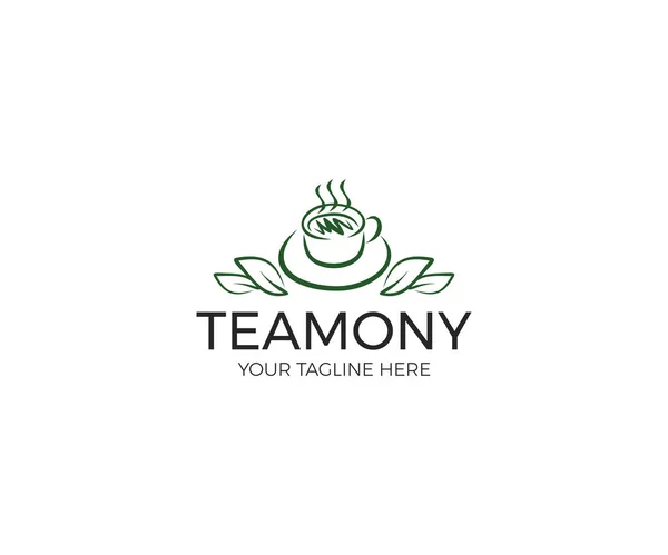 Çay Logo şablonu. Fincan çay vektör tasarımı — Stok Vektör