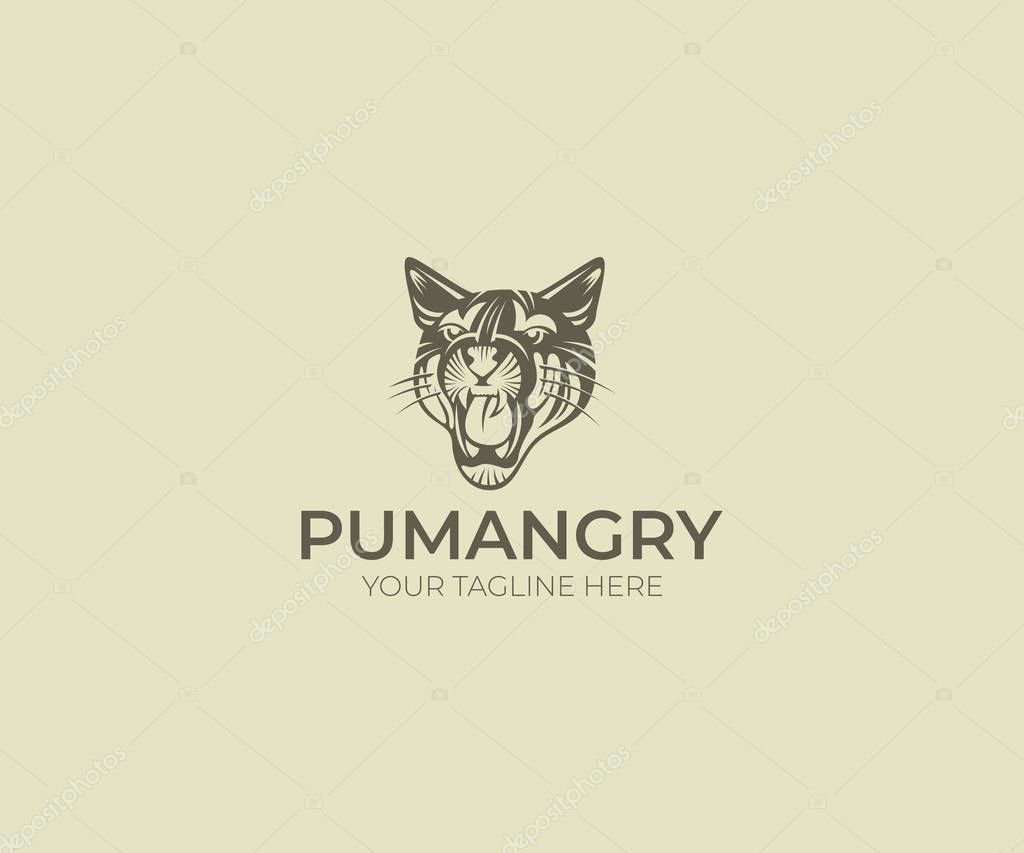 Puma Logo Template. Cougar Vector Design. Animal Silhouette. Predator Illustration