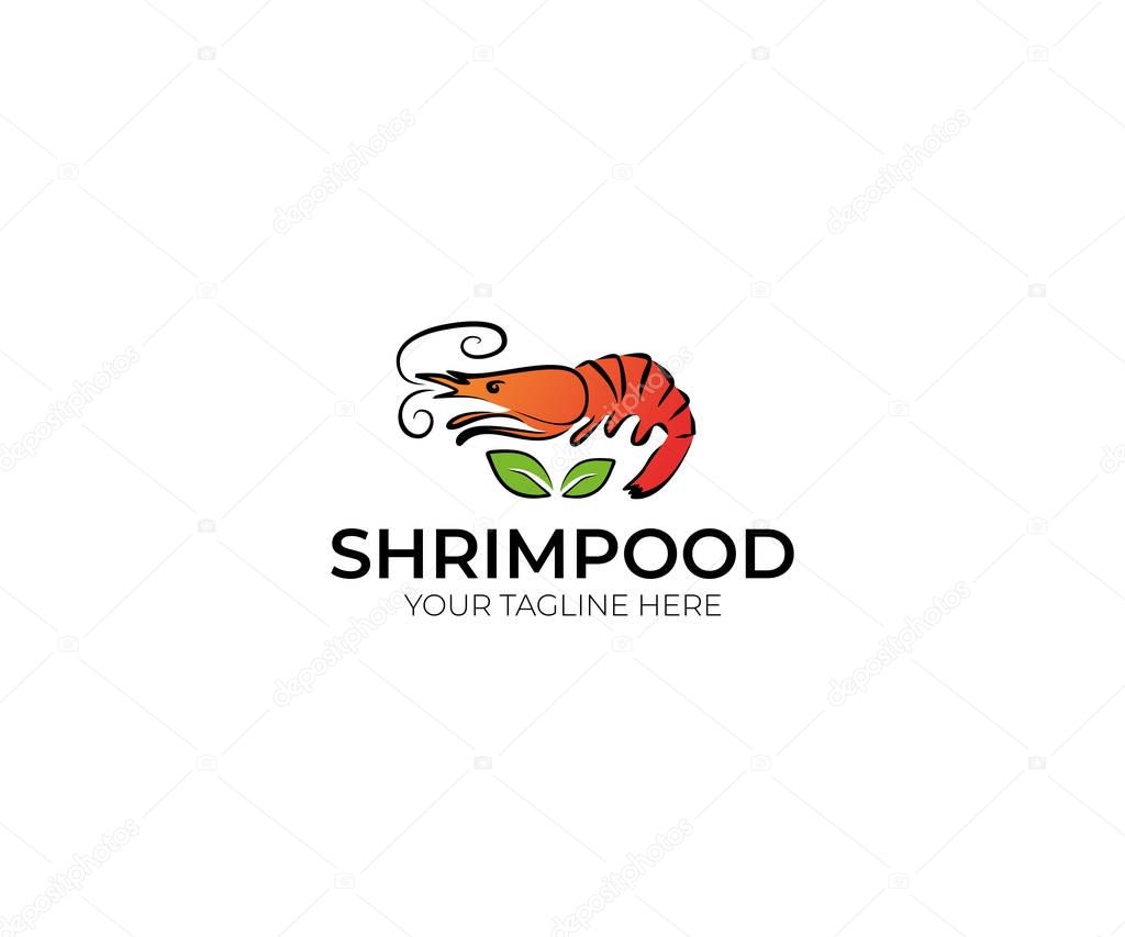 Shrimp Logo Template. Seafood Vector Design. Sea Life Line Colorful Illustration