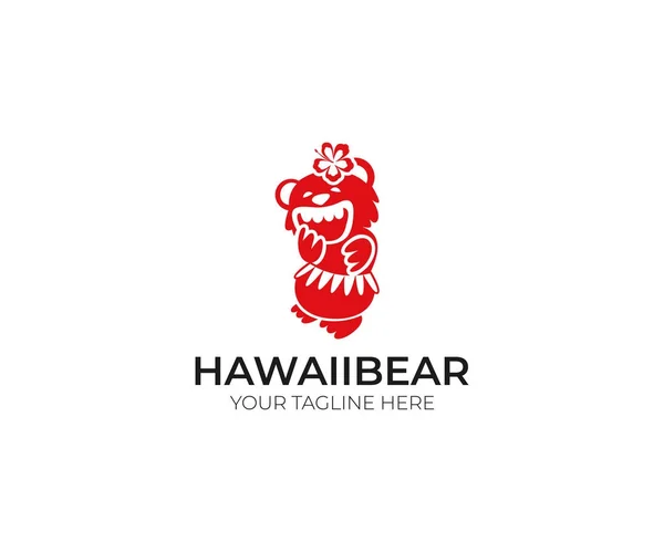 Modello Logo Dell Orso Delle Hawaii Divertente Animal Vector Design — Vettoriale Stock