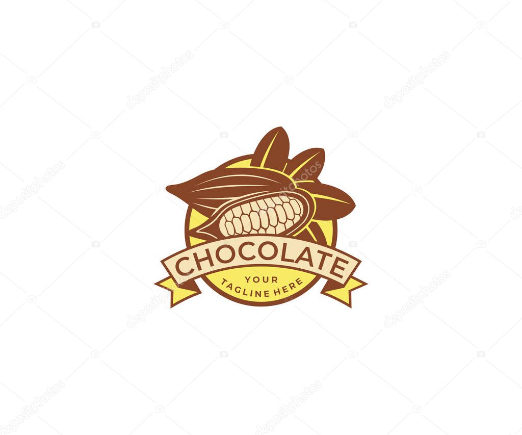 Cocoa Beans Logo Template. Chocolat Vector Design. Sweets Illustration