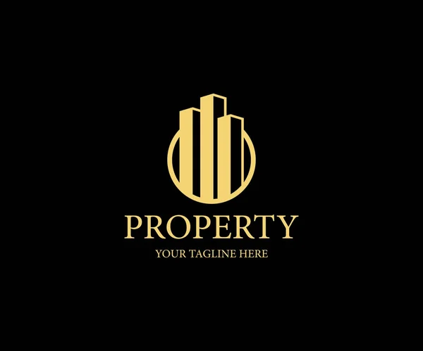 Plantilla Logotipo Propiedad Diseño Vectores Inmobiliarios Ilustración Del Edificio — Vector de stock