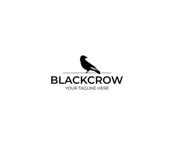 Černá Vrána Logo Šablona Raven Vektorový Design Pták Ilustrace — Stockový vektor