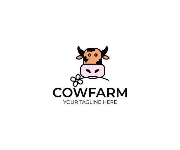Cow Farm Logo Template Livestock Vector Design Animal Cartoon Illustration — Stock Vector