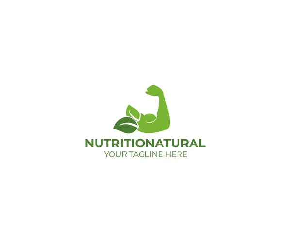 Modèle Logo Nutrition Naturelle Conception Vectorielle Des Muscles Illustration Gymnase — Image vectorielle