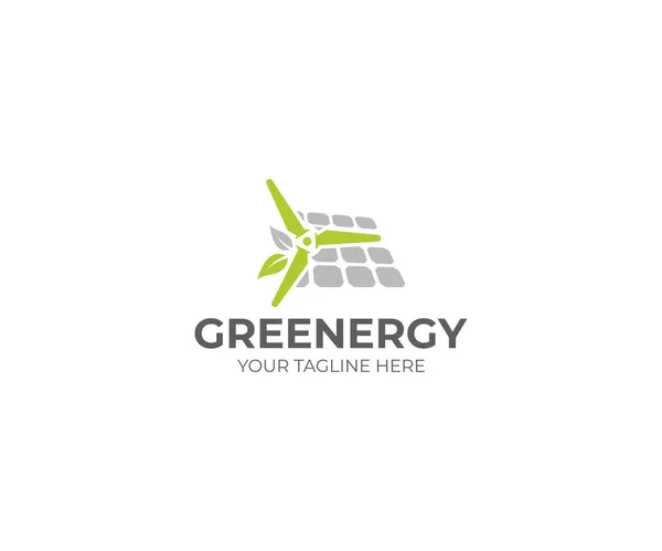 Szablon Logo Odnawialnych Źródeł Energii Windpower Panel Słoneczny Wektor Wzór — Wektor stockowy