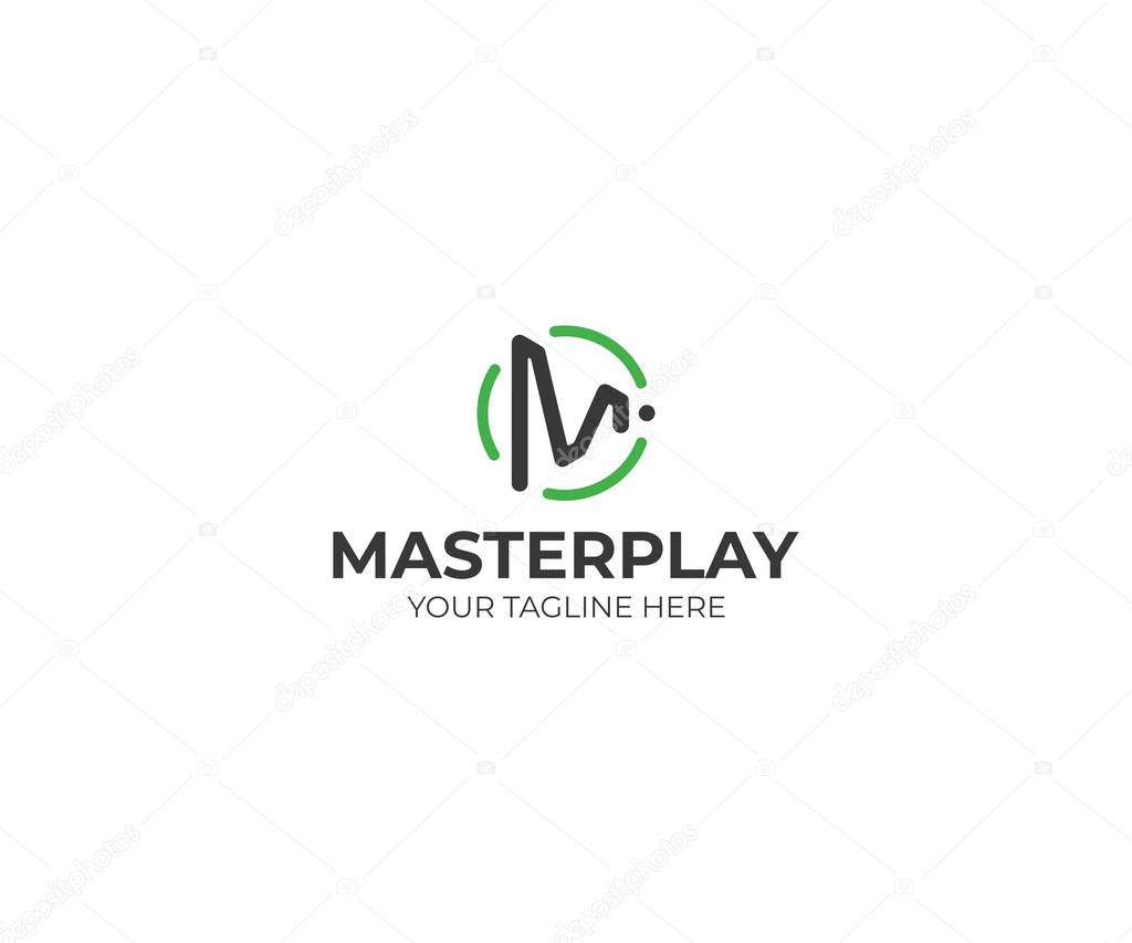 Letter M Play Symbol Logo Template. Play Button Vector Design. Play Letter M Illustration