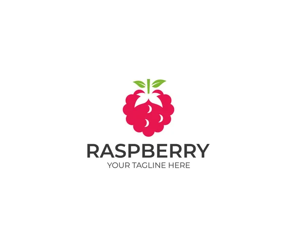 Modello Logo Lampone Berry Vector Design Illustrazione Della Frutta — Vettoriale Stock