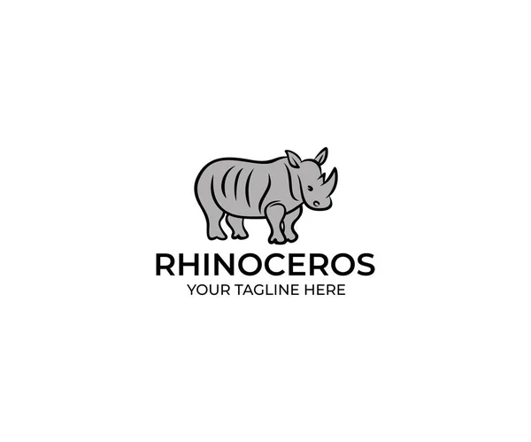 Rhinoceros Linear Logo Template Rhino Vector Design Animal Illustration — Stock Vector